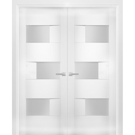 Vdomdoors Double French Interior Door, 36" x 96", Concrete SETE6933DD-WS-56